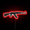 Authentic Soviet-inspired AK-47 rifle design with vibrant colorful LED lighting.