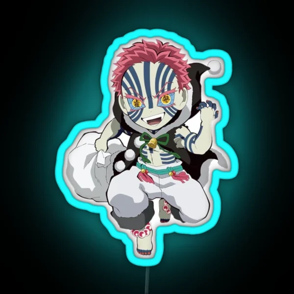 Akaza Chibi Demon Slayer RGB Neon Sign
