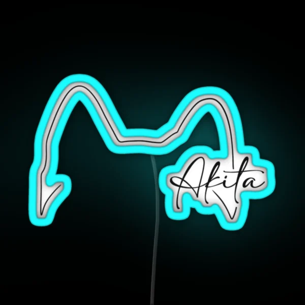 Akita Lover Ear Line Art RGB Neon Sign