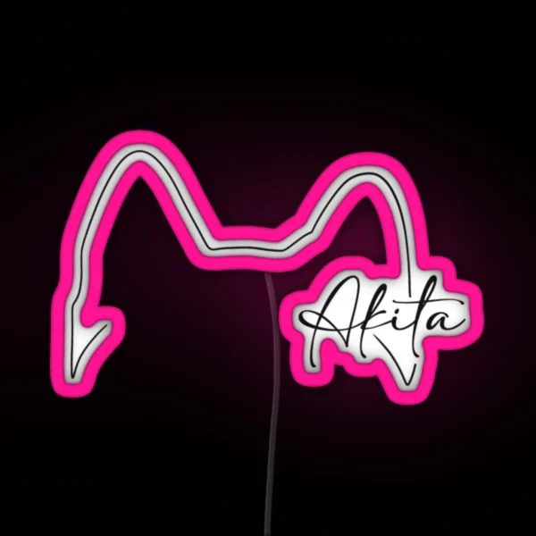 Akita Lover Ear Line Art RGB Neon Sign