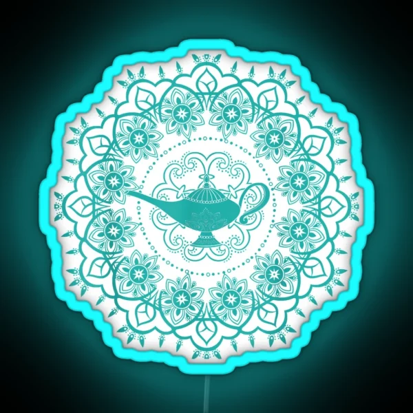 Aladdin Genie S Lamp Teal Mandala RGB Neon Sign
