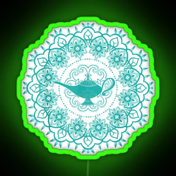 Aladdin Genie S Lamp Teal Mandala RGB Neon Sign