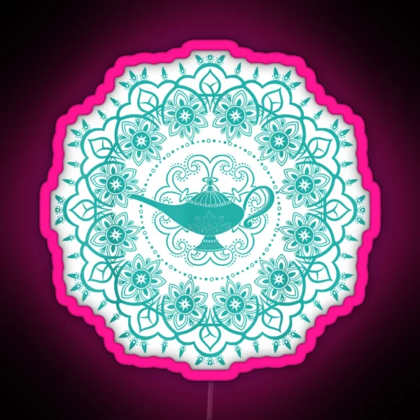 Aladdin Genie S Lamp Teal Mandala RGB Neon Sign