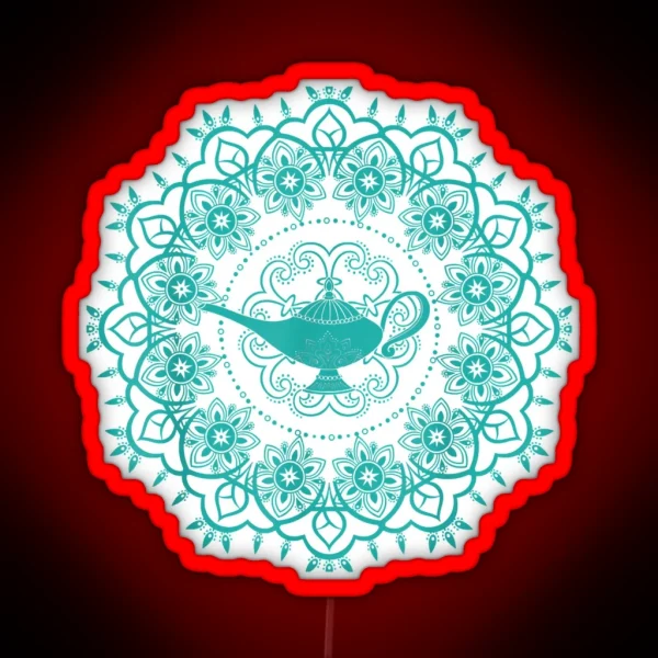 Aladdin Genie S Lamp Teal Mandala RGB Neon Sign