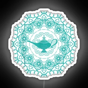 Aladdin Genie S Lamp Teal Mandala RGB Neon Sign