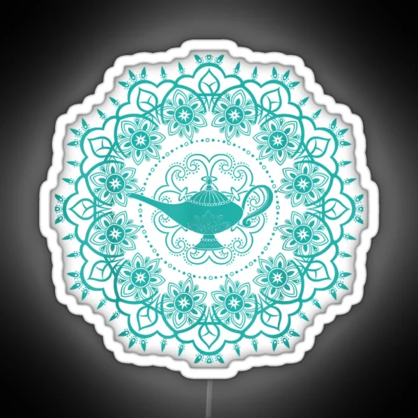Aladdin Genie S Lamp Teal Mandala RGB Neon Sign