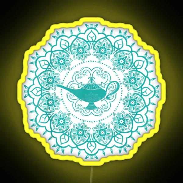 Aladdin Genie S Lamp Teal Mandala RGB Neon Sign
