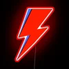 Electric Aladdin Sane face glows with vibrant, pulsing RGB neon light
