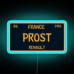 Alaine Prost First Win License Plate Black RGB Neon Sign