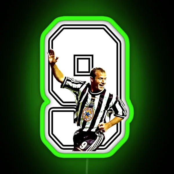 Alan Shearer 9 Newcastle Legend RGB Neon Sign