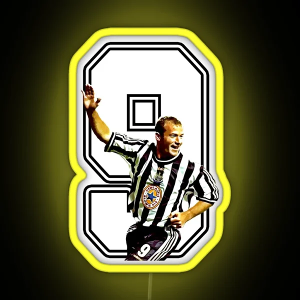Alan Shearer 9 Newcastle Legend RGB Neon Sign