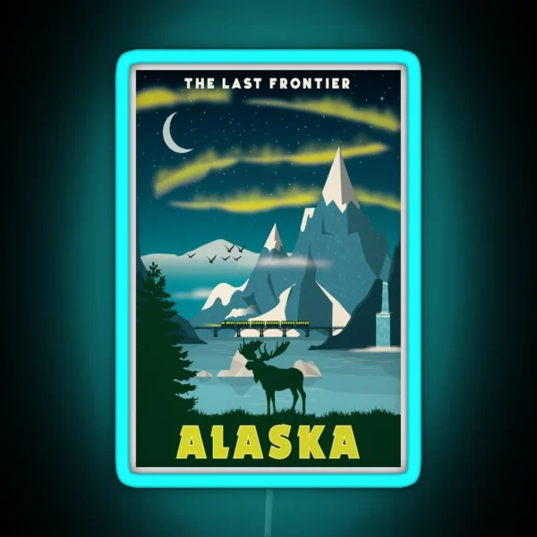 Alaska The Last Frontier Travel Decal Led USA RGB Neon Sign