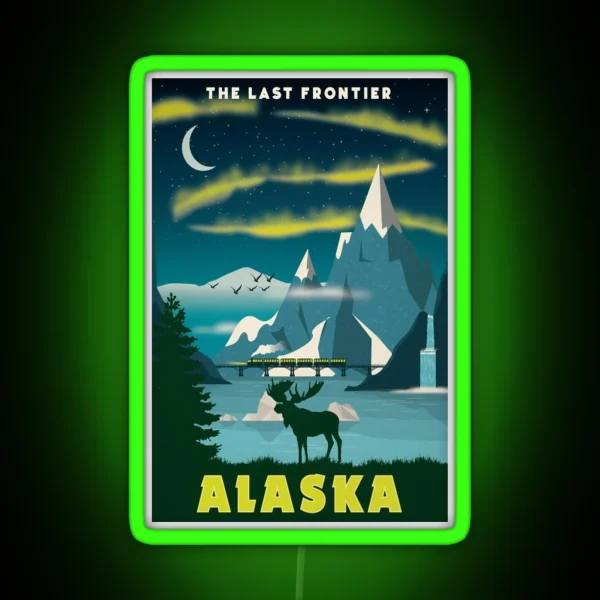 Alaska The Last Frontier Travel Decal Led USA RGB Neon Sign