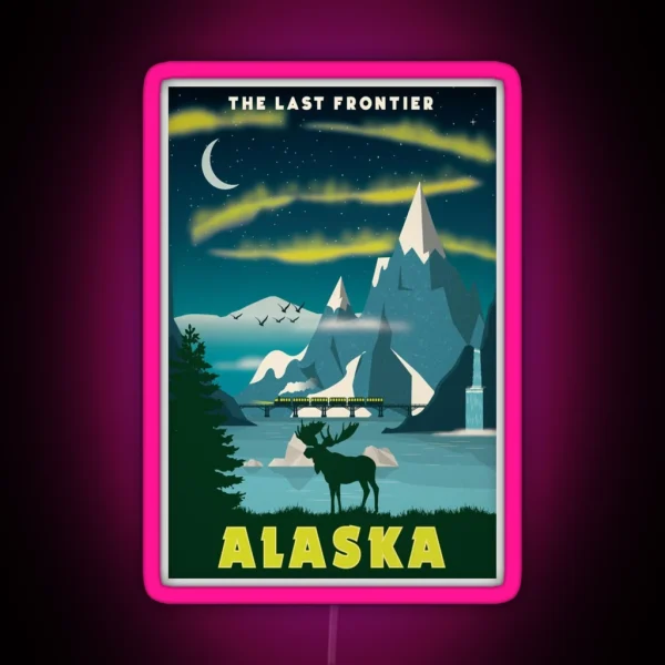 Alaska The Last Frontier Travel Decal Led USA RGB Neon Sign