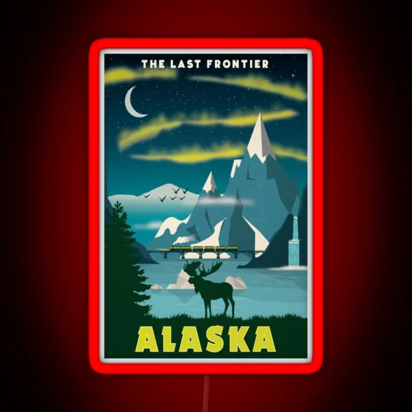 Alaska The Last Frontier Travel Decal Led USA RGB Neon Sign