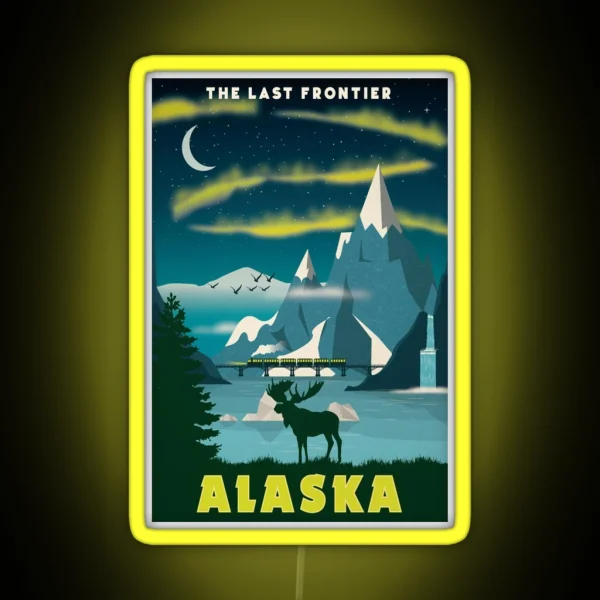 Alaska The Last Frontier Travel Decal Led USA RGB Neon Sign