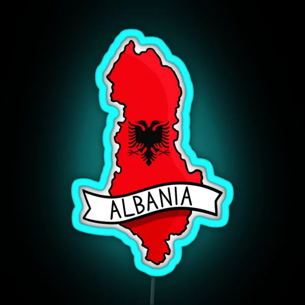 Albania Flag Map Led RGB Neon Sign
