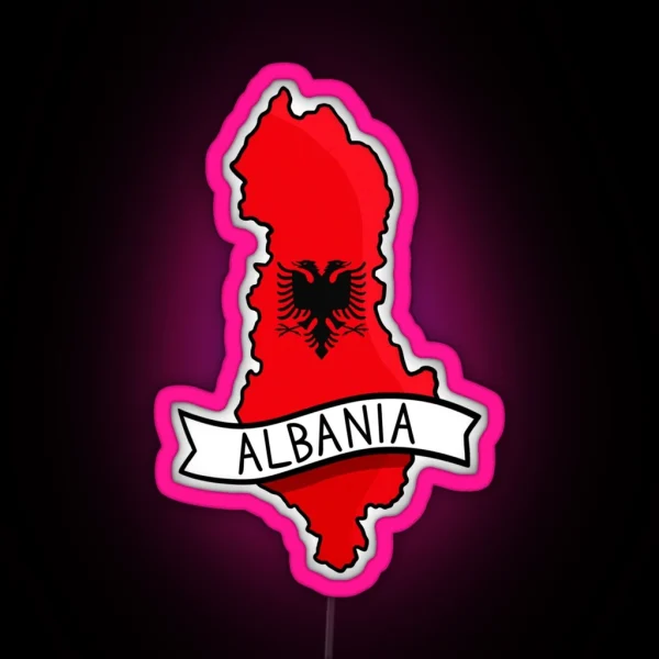 Albania Flag Map Led RGB Neon Sign