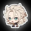 Albedo Chibi character from Genshin Impact in vibrant RGB lights
