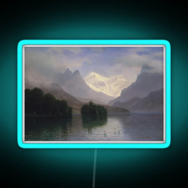 Albert Bierstadt Mountain Scene RGB Neon Sign