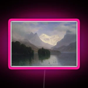 Albert Bierstadt Mountain Scene RGB Neon Sign