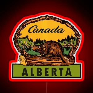 Alberta Beaver AB Canada Vintage Travel Decal RGB Neon Sign