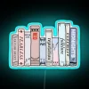 Customizable album books illuminated with vibrant RGB neon color accents