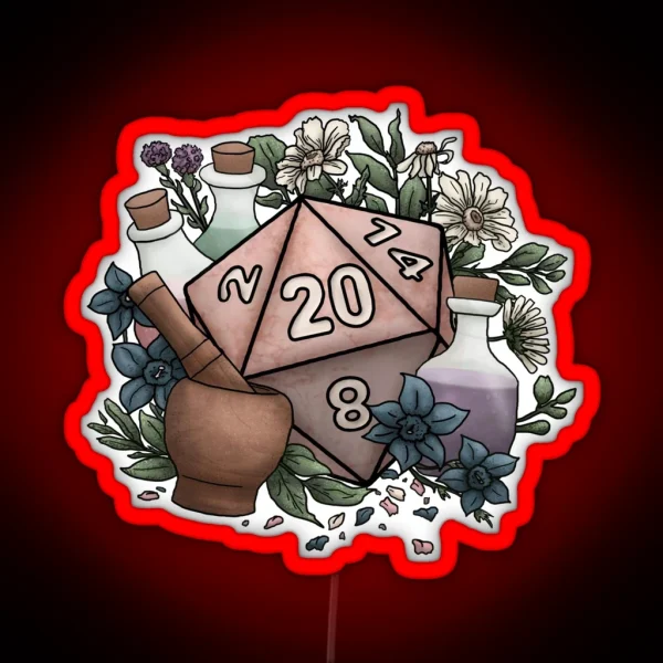 Alchemist D20 Tabletop RPG Gaming Dice RGB Neon Sign