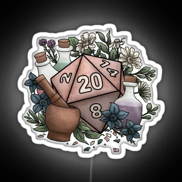 Alchemist D20 Tabletop RPG Gaming Dice RGB Neon Sign