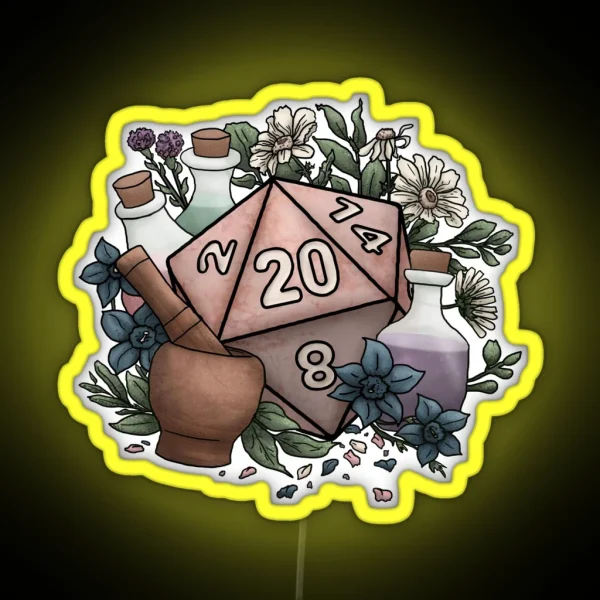 Alchemist D20 Tabletop RPG Gaming Dice RGB Neon Sign
