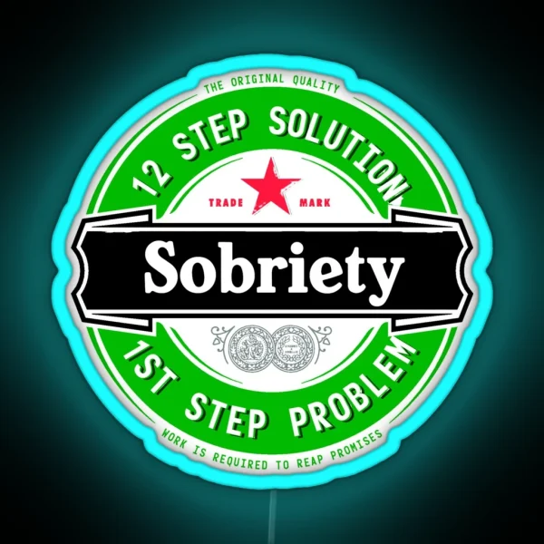 Alcohol Label Sobriety Alcoholic Clean And Sober RGB Neon Sign
