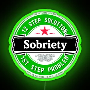 Alcohol Label Sobriety Alcoholic Clean And Sober RGB Neon Sign