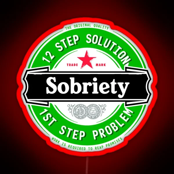 Alcohol Label Sobriety Alcoholic Clean And Sober RGB Neon Sign