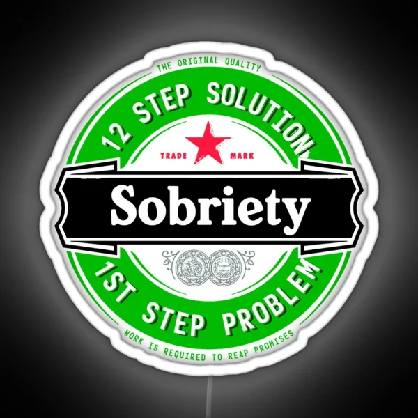 Alcohol Label Sobriety Alcoholic Clean And Sober RGB Neon Sign