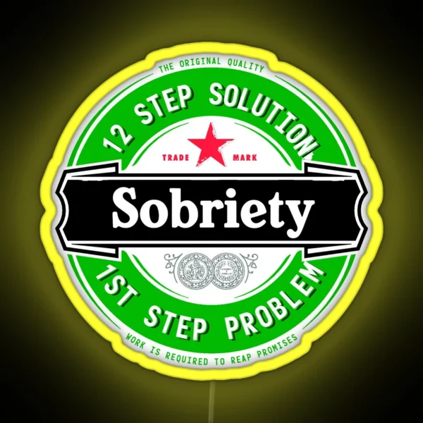 Alcohol Label Sobriety Alcoholic Clean And Sober RGB Neon Sign