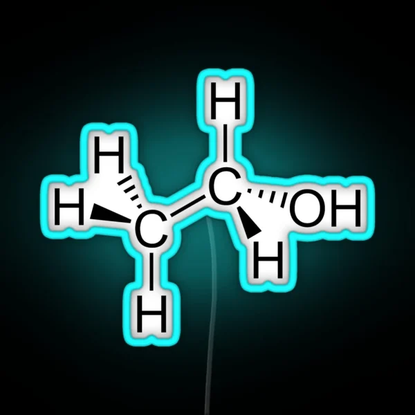 Alcohol Molecular Diagram Ethanol RGB Neon Sign
