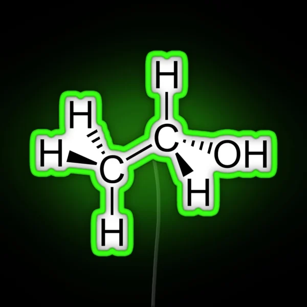 Alcohol Molecular Diagram Ethanol RGB Neon Sign