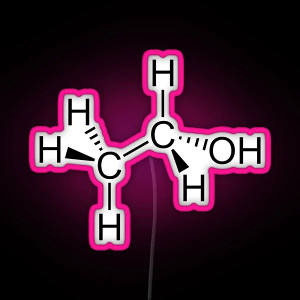 Alcohol Molecular Diagram Ethanol RGB Neon Sign