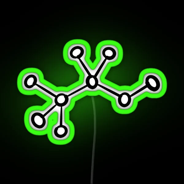 Alcohol Molecule Print Ethanol Minimalist Black White RGB Neon Sign