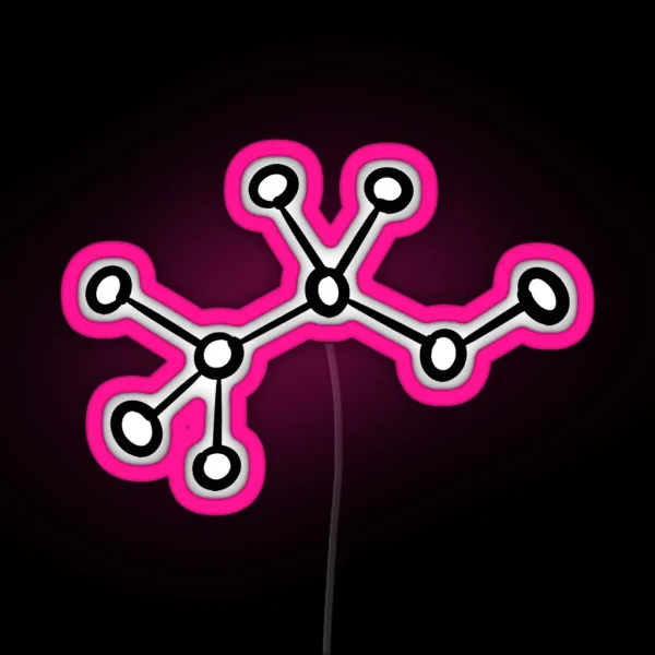 Alcohol Molecule Print Ethanol Minimalist Black White RGB Neon Sign