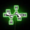 RGB Neon Sign Featuring Vibrant Artistic Representation of Molecular Structure.
