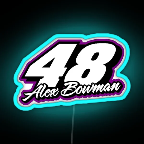 Alex Bowman Hack Nascar Jimmie Johnson Bowman Racing Car Logo Larson 2021 48 RGB Neon Sign