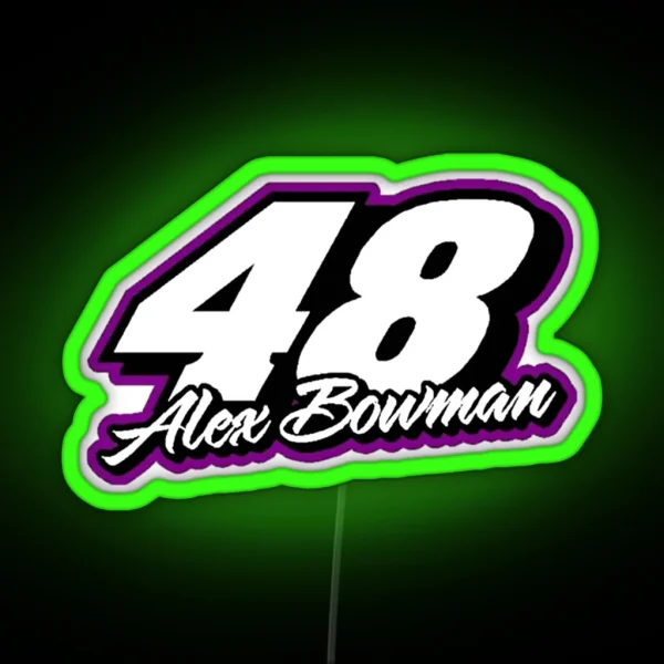 Alex Bowman Hack Nascar Jimmie Johnson Bowman Racing Car Logo Larson 2021 48 RGB Neon Sign