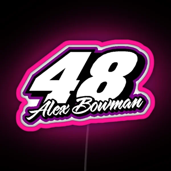 Alex Bowman Hack Nascar Jimmie Johnson Bowman Racing Car Logo Larson 2021 48 RGB Neon Sign