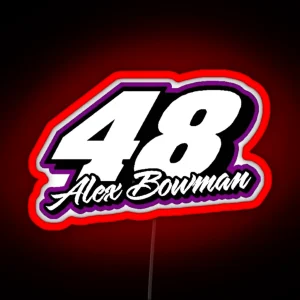 Alex Bowman Hack Nascar Jimmie Johnson Bowman Racing Car Logo Larson 2021 48 RGB Neon Sign