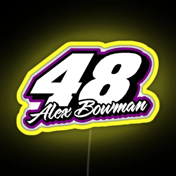 Alex Bowman Hack Nascar Jimmie Johnson Bowman Racing Car Logo Larson 2021 48 RGB Neon Sign