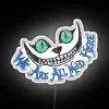 Whimsical Wonderland-inspired Cheshire Cat silhouette in vibrant RGB neon lighting