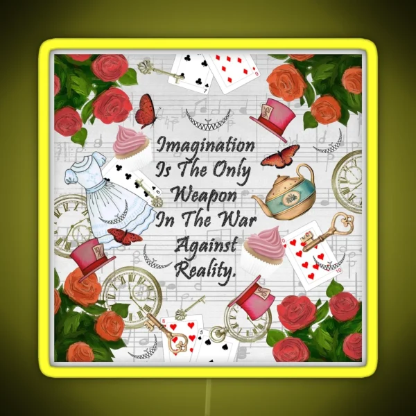 Alice In Wonderland Collage Imagination Quote RGB Neon Sign