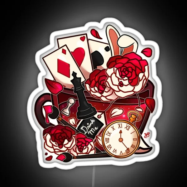 Alice In Wonderland Painted Roses Teacup RGB Neon Sign