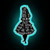 Whimsical quote from Alice in Wonderland shining brightly with RGB neon lights